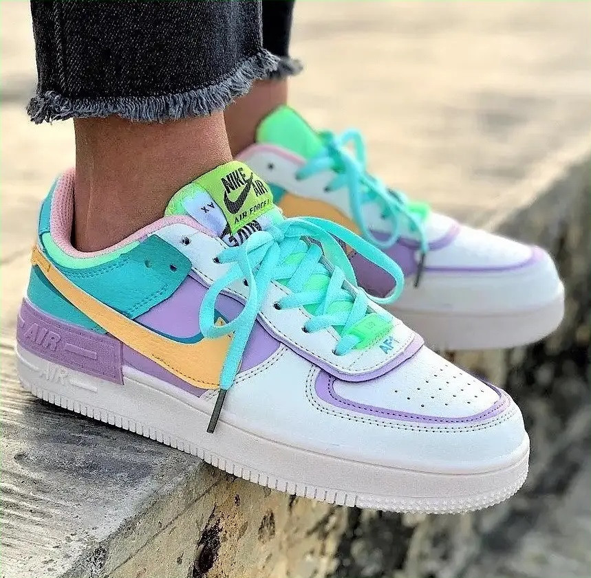 Кросівки Nike Force Білі Жіночі Шкіряні Форси Shadow Різнобарвні Найк (розміри: 36,37,38,39,40) Відео Огляд — 2 Дніпро - фото 1