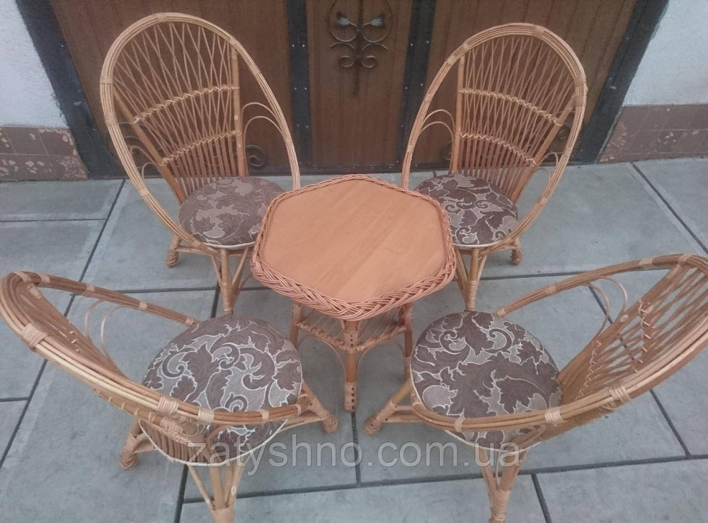 Мебель плетеная на 4 кресла и стол шестиугольный Киев - изображение 1