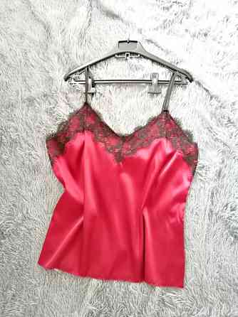 Базова майка жіноча з мереживом атлас Червоний XL Харків