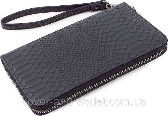 Фирменный кожаный мужской клатч с фактурой под рептилию Marco Coverna 086-5901 Black Киев