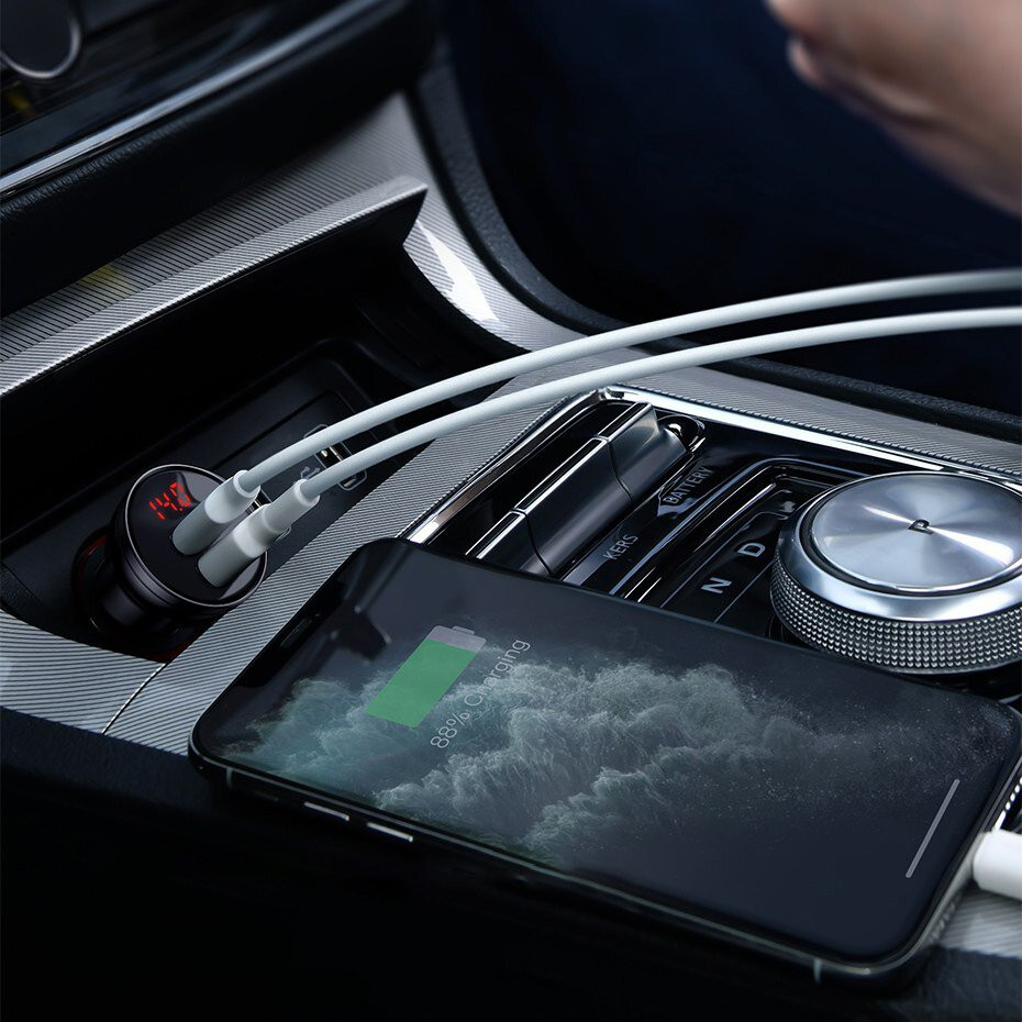 Автомобільний зарядний пристрій Baseus Digital Display Dual USB 4.8 A Car Charger 24 W CCBX-0G (Сірий) Николаев - изображение 6