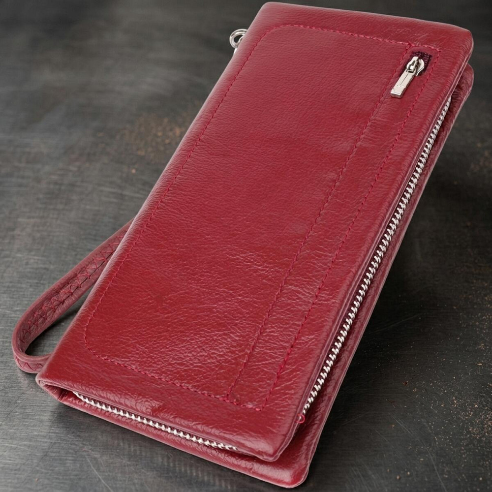 Кожаный женский кошелек-клатч с отделением под телефон ST Leather 23102 Бордовый Киев - изображение 11