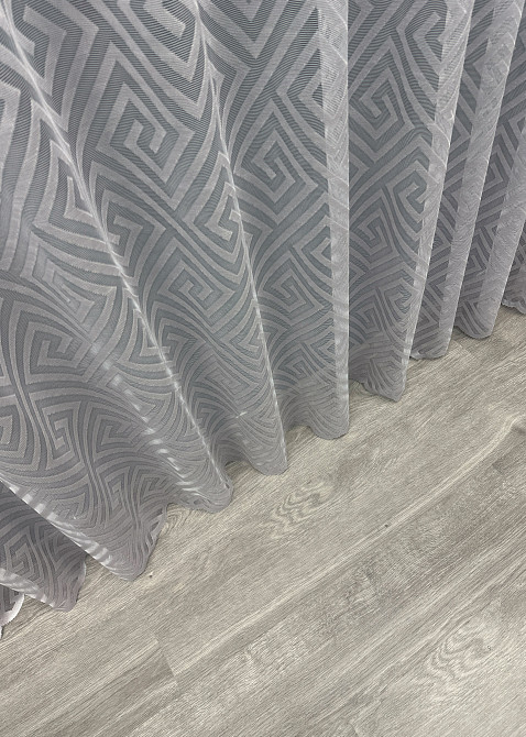 Тюль жакард, колекція "Ромб Меандр" колір сірий 1558т Київ - фото 5