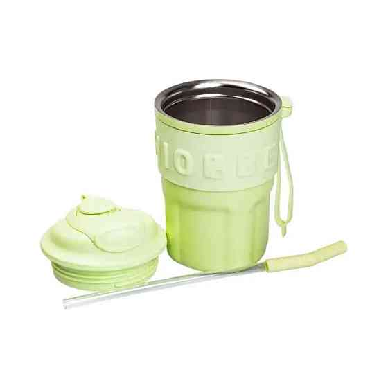 Термочашка Chiobbe з трубочкою та ремінцем 450 мл зелена HP-14-18GR Київ