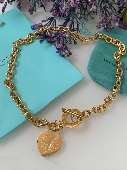 Підвіска із серцем/позолота/колог на шию Тіффані Tiffany/упакована в мішечок Тіффані Одеса - фото 2