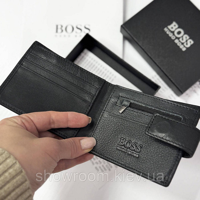 Чоловічий шкіряний портмоне на магніті Boss (82081) чорний Київ - фото 2