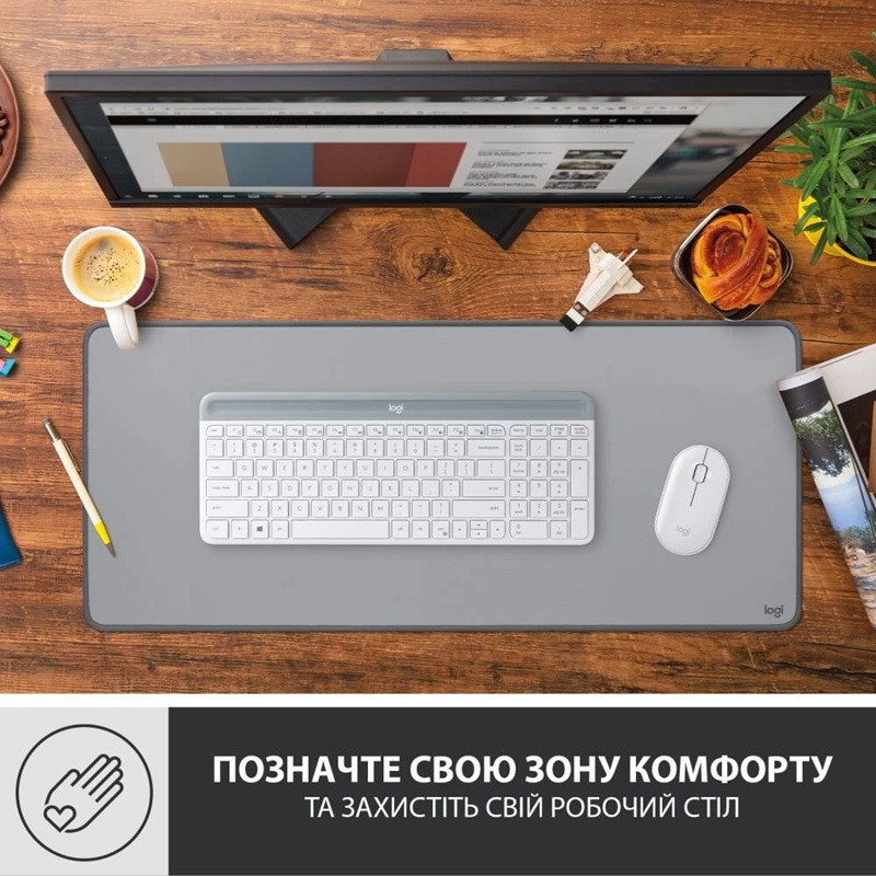 Килимок для мишi Logitech Desk Mat Studio Series Mid Grey (956-000052) (6794336) Киев - изображение 3