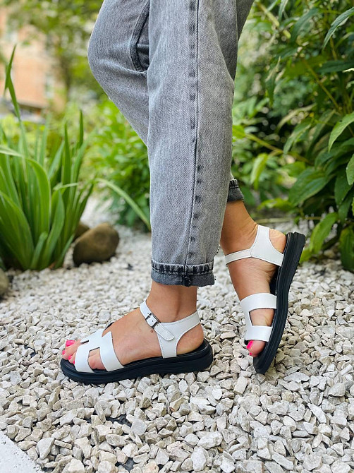 Mermaid Босоніжки жіночі білі Mermaid 514 літні з натуральної шкіри / Шкіряні босоніжки на низь Коломыя - изображение 3