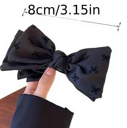 Заколка бант для волос на крабе, тканевая заколка бант черная и серая, набор 2 шт Киев