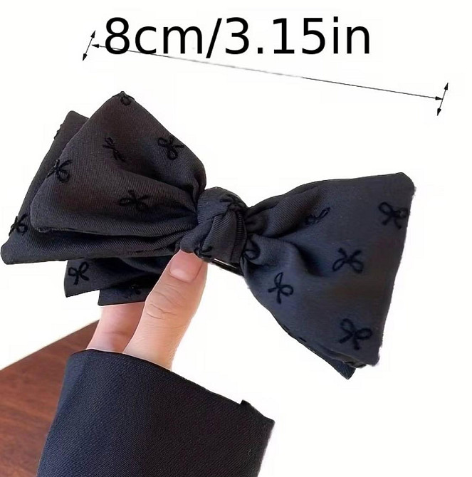 Заколка бант для волосся на крабі, тканинна шпилька бант чорна та сіра, набір 2 шт Київ - фото 5