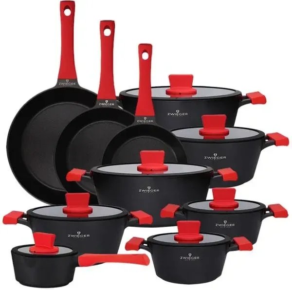 Zwieger Obsidian Комплект Каструлі 6 El Z Pokrywkami 5,5L 3,5L 2L +Каструлі Luz +Сковорідка 20, 24, 28Cm Greblon C3+ (Zwobs37) Київ - фото 1