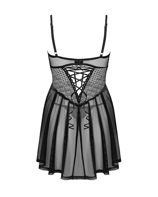 Еротичний комплект Obsessive Chemeris babydoll & thong M/L, пеньюар та стрінги Sex Aura Київ - фото 4