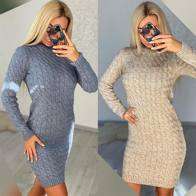 Женское стильное вязаное платье туника зигзаг. 42-48р. Киев - изображение 1