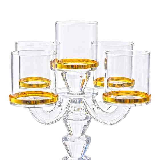 Yiwu Канделябр на 5 свічок 19×19×23 см підсвічник скляний декоративний із золотою окантовкою HP Киев