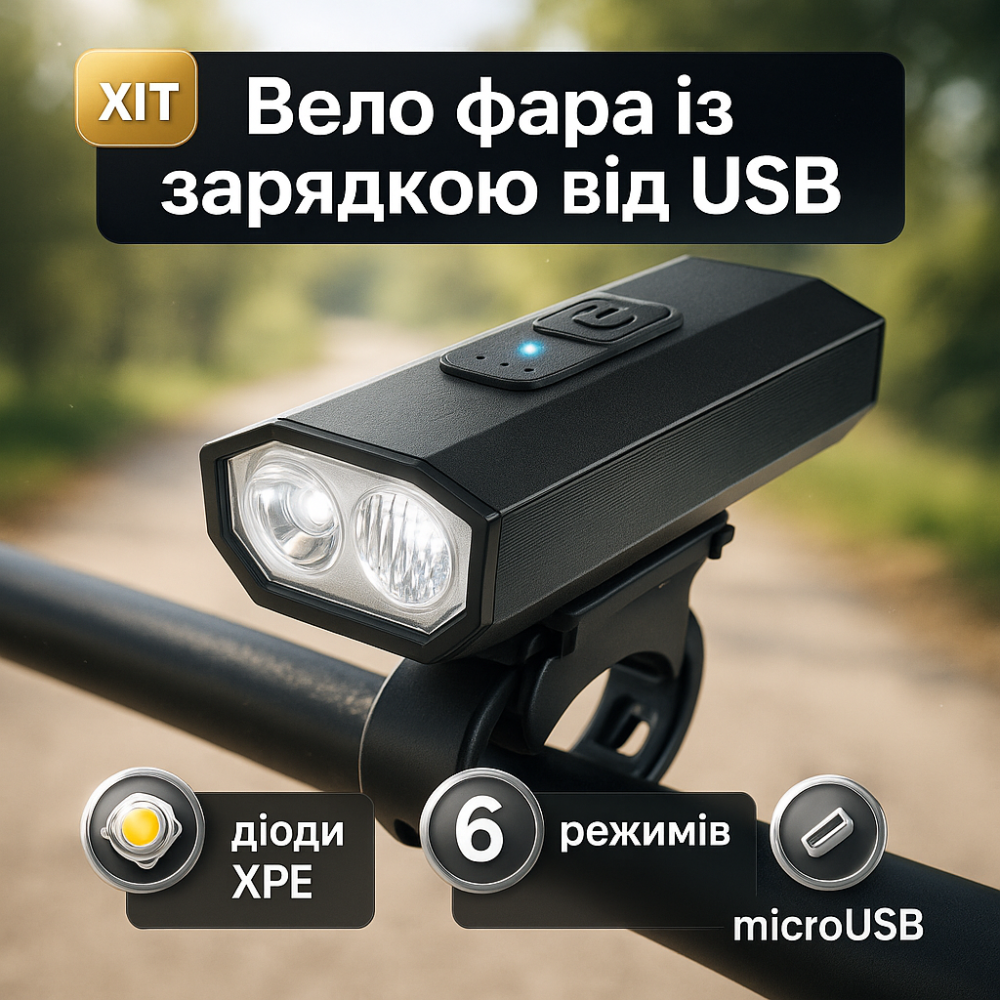 Водонепроникні світлодіодні фари для велосипеда BK-08/01, Ліхтар велосипедний на батарейках PU-92 Львів - фото 7
