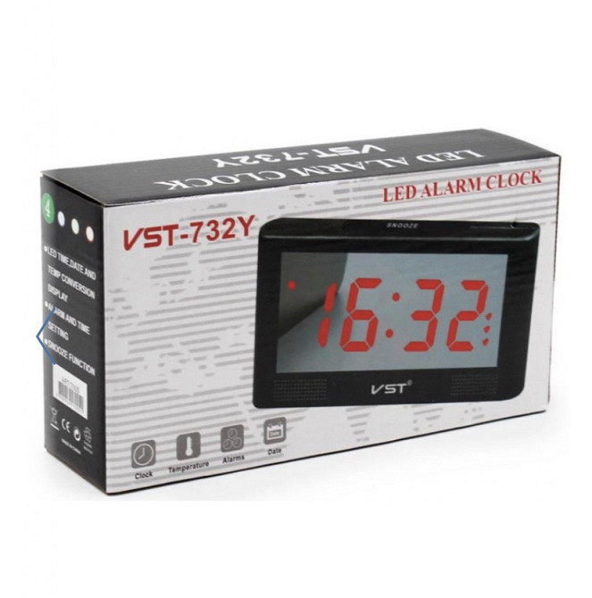 Настільний годинник від мережі +батарейка VST-732 Y/ 7005 (60 шт./яск) Одеса - фото 2