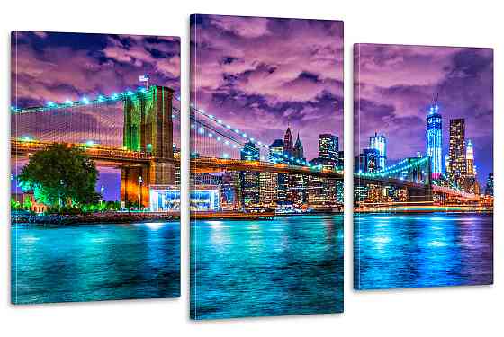 Модульная картина в гостиную / спальню  Манхетенський міст Нью-йорк  Art-653_3 100x150 см Киев