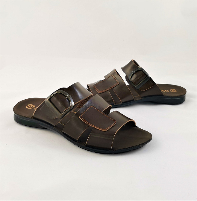 Чоловічі Шльопанці Тапочки Сланці Коричневі Шкіряні (розміри: 41,42,43,44,45) Дніпро - фото 7
