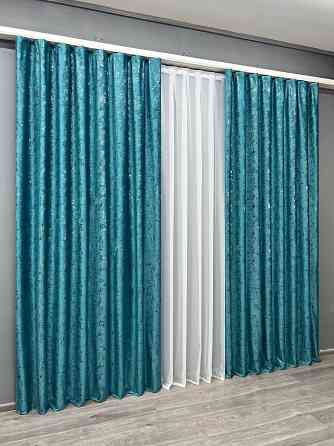 Комплект готових штор VR-Textil Оксамит (бархат) Mirage № 2033ш Блакитний 150х275 см 2 шт (33-1074) Київ