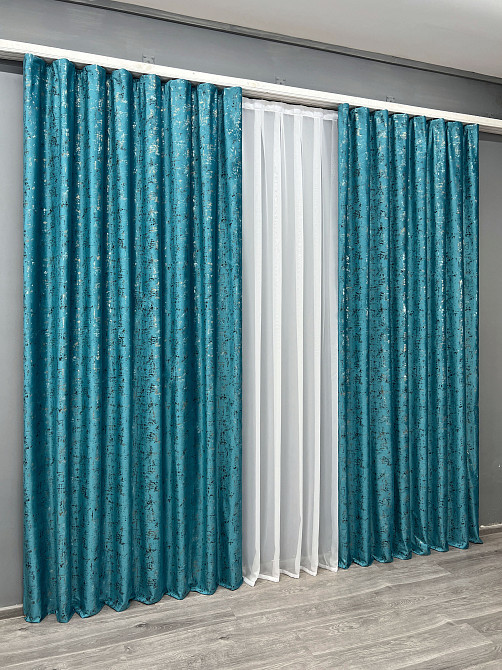 Комплект готових штор VR-Textil Оксамит (бархат) Mirage № 2033ш Блакитний 150х275 см 2 шт (33-1074) Київ - фото 4