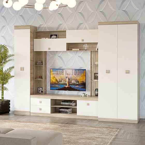 Гостиная стенка Эверест Соната 3 (модульная - 3 элемента) дуб сонома+белый (DTM-2238) Львов