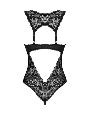 Мереживне боді Obsessive Donna Dream crotchless teddy XL/2XL Black, відкритий доступ Львів