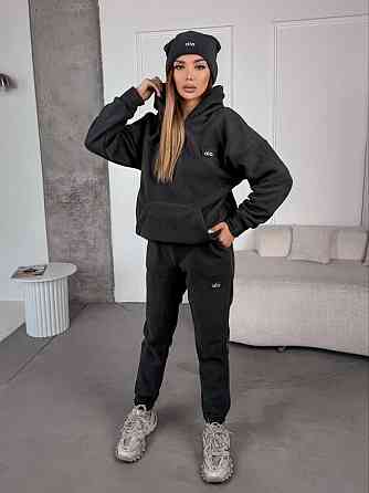 Женский стильный теплый костюм из флиса полар с шапкой Графит, 42/44 Одесса