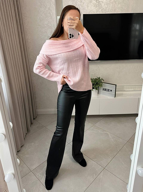 Жіночий романтичний светр з відворотом машинна вʼязка Одеса - фото 2