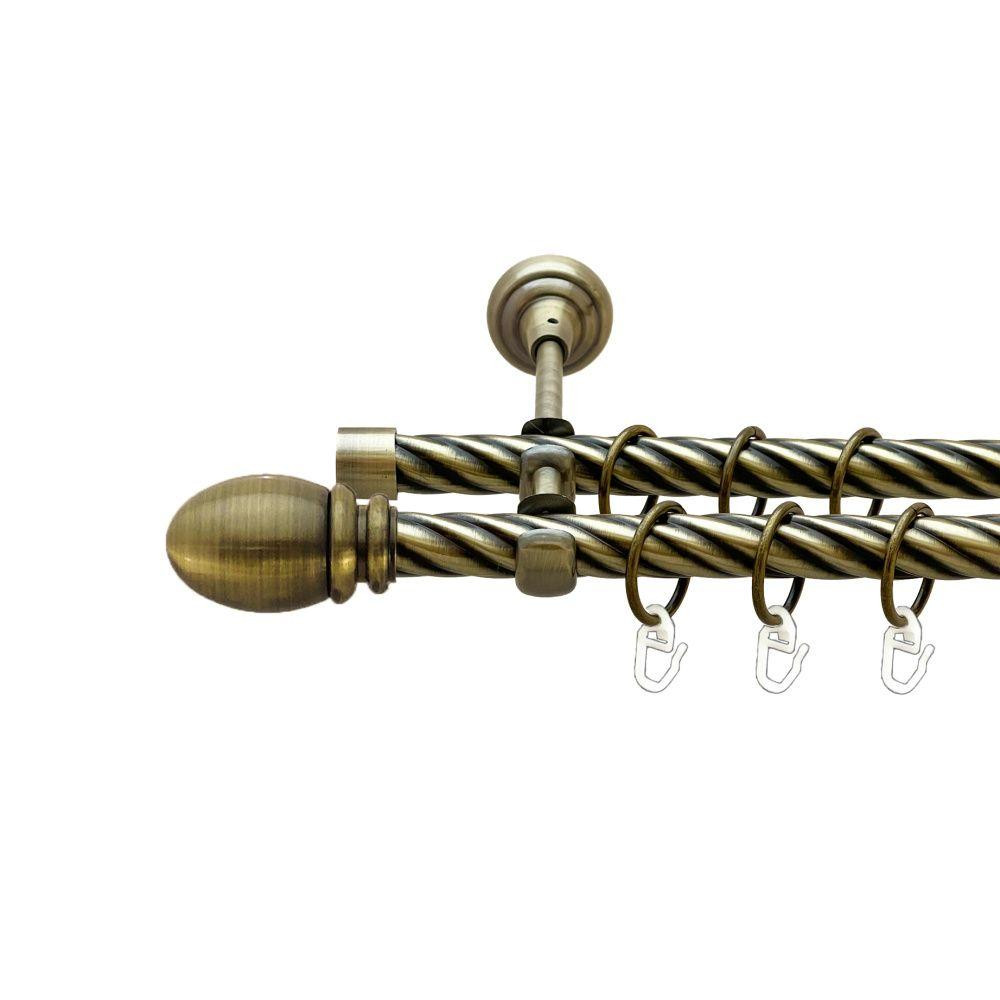 Карниз Orvit Белуно металевий дворядний відкритий скручена труба кільце металеве Антик 19\19 мм 240 см Львов - изображение 1