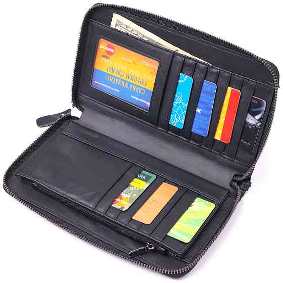 Оригінальний чоловічий клатч з натуральної гладкої шкіри 21292 Vintage Чорний Київ