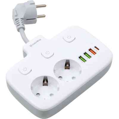 Сетевой фильтр питания ColorWay CW-CHE24PDW 2 розетки/4USB (CW-CHE24PDW) Винница