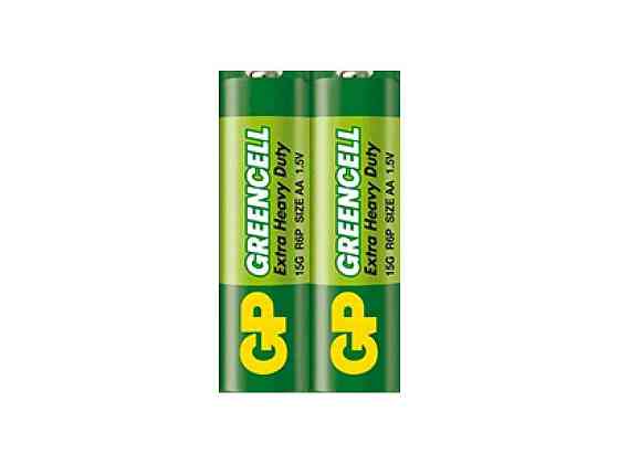 Батарейка R06 2шт 1.5V сольова, 15G-S2, AA (спайка) ТМ GREENCELL Solmir Київ