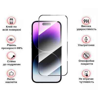 Стекло защитное BeCover Apple iPhone 15 Pro Black (710593) Винница