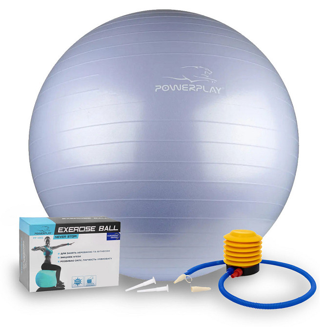 М'яч для фітнесу (фітбол) PowerPlay 4001 Ø75 cm Gymball Sky Blue + помпа Каменское - изображение 1