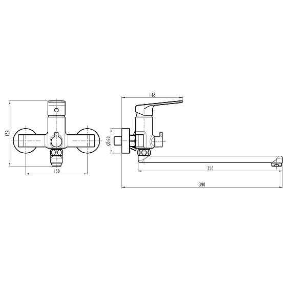 Смеситель для ванны TOPAZ ODISS TO 18208-H52 (000020160) Киев