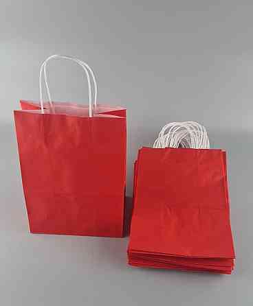 Пакет с ручками бумажный 28*19*11,5  КРАСНЫЙ (25 шт) Харьков