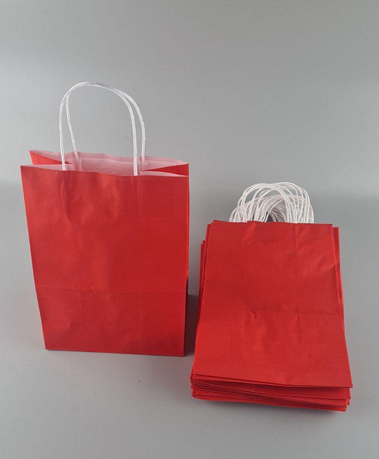 Пакет с ручками бумажный 28*19*11,5  КРАСНЫЙ (25 шт) Харьков - изображение 2