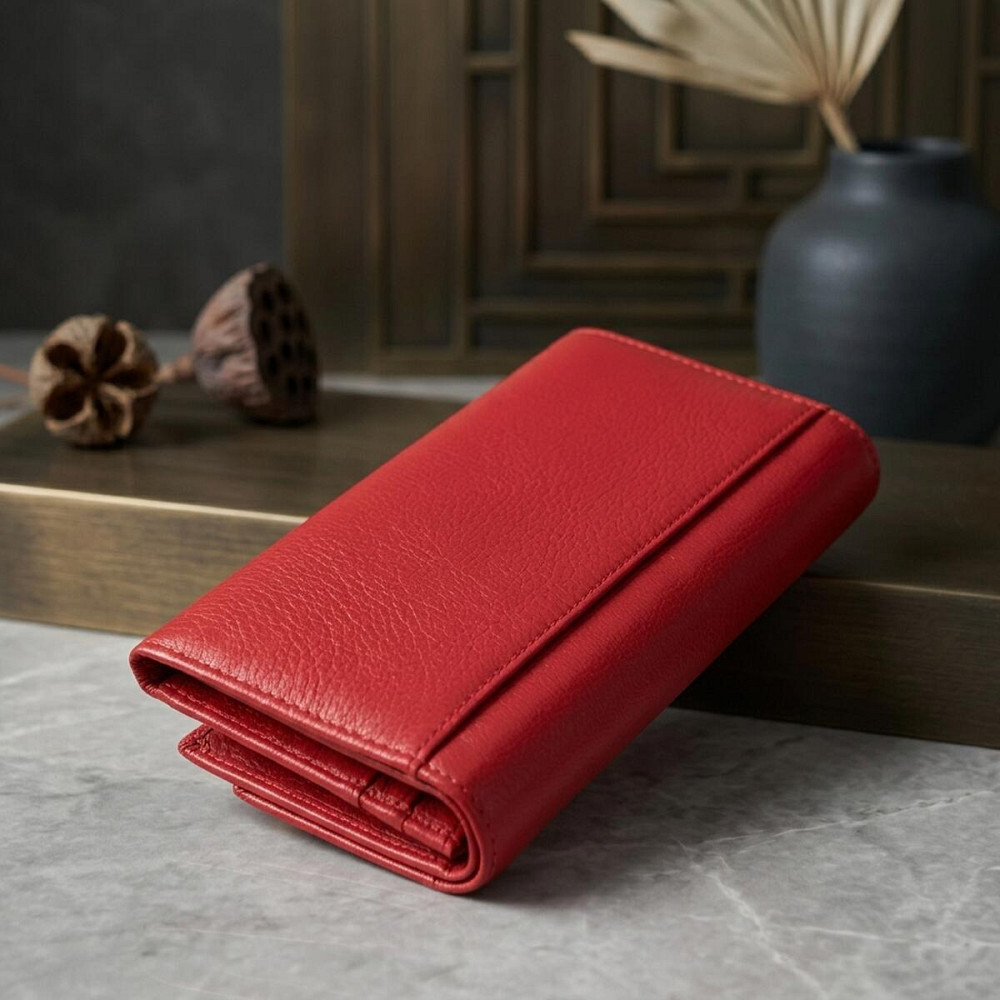 Вместительный женский кошелек с двумя клапанами из натуральной кожи ST Leather 22695 Красный Киев - изображение 13