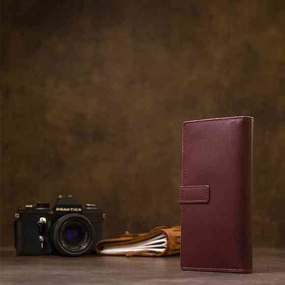 Шкіряне глянсове портмоне Бордовий (GRANDE PELLE) Київ