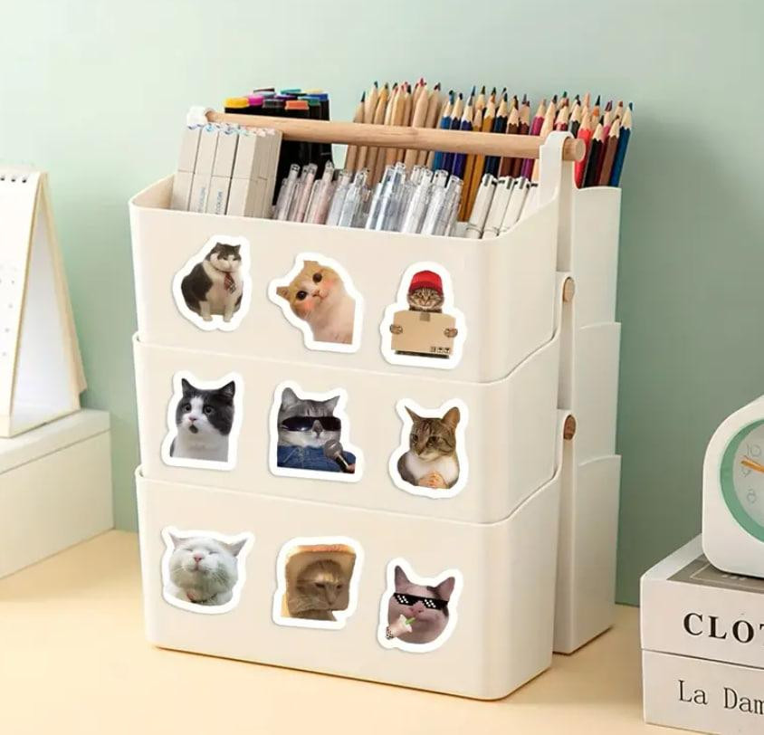 Стикеры с котами. Водонепроницаемые виниловые эстетические наклейки, набор 500 штук. Киев - изображение 3