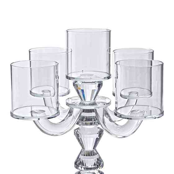 Yiwu Канделябр на 5 свічок 19×19×24 см підсвічник декоративний скляний на ніжці прозорий HP-4-3 Киев