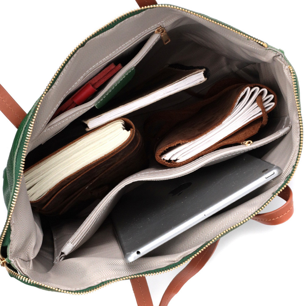 Яскрава двокольорова сумка жіноча з натуральної шкіри Vintage 22302 Зелений Київ - фото 7