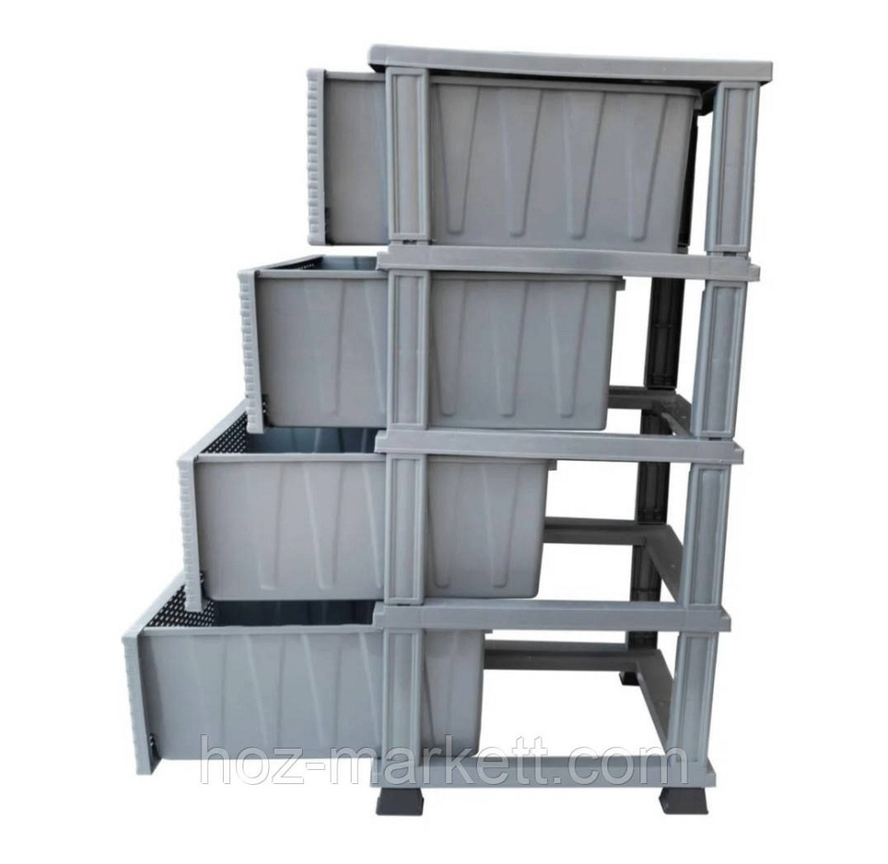 Тумба пластикова ротанг на 4 ящики сіра Туреччина Харків - фото 2