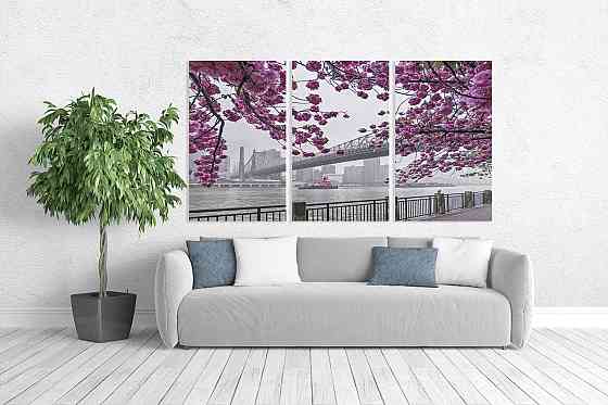 Модульная картина в гостиную / спальню   Сакура    ART-020_3A 70х130 см Киев