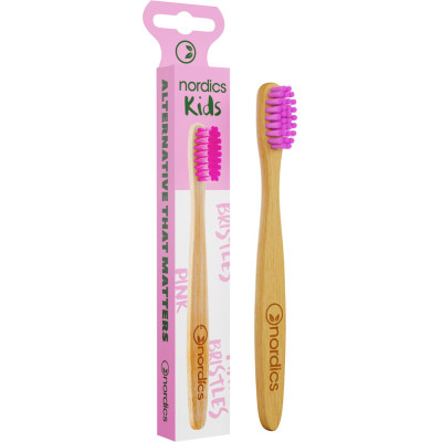 Дитяча зубна щітка Nordics Baby Moso з бамбука , рожев (3800500324050) Вінниця - фото 1