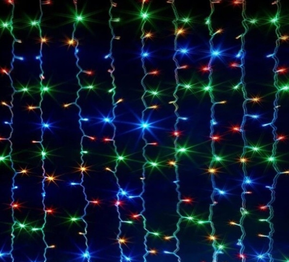 Гирлянда штора Водопад 240-B большая лампа 3D led цветная 3х2м (силиконовый провод с удлинением) Киев - изображение 6