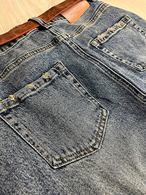 Юбка женская джинсовая ZJY 67001 прямой крой длина ниже колена разрез спереди стрейчевая коричневый  Одесса - изображение 9