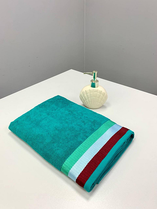 Махровий рушник Ideal Textile 70х140см з яскравими смужками (56860802) Зелений Чернівці - фото 1