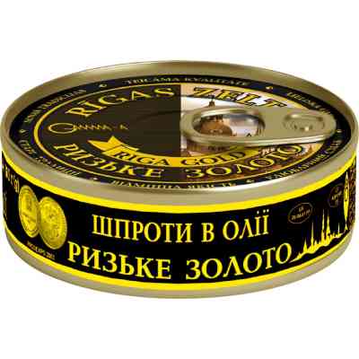 Рибні консерви Ризьке золото Шпроти в олії 160 г з ключем (4820062446389) Вінниця