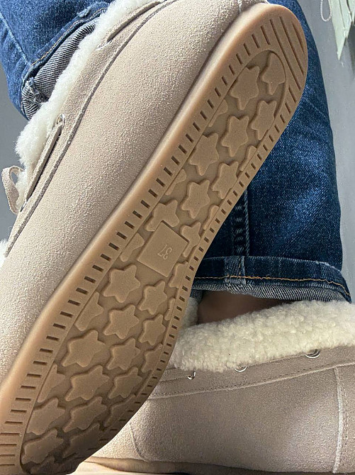 Ботинки женские Hengji 992-11 замшевые мокасины на меху с опушкой бежевые, 41, 26 см Киев - изображение 15